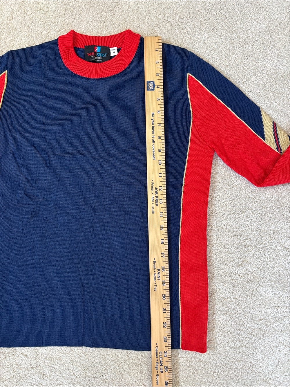 Vintage 70’s White Stag Action Sports Wool Blue Red Ski Sweater Women’s Medium - Picture 8 of 10